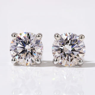 1.0 TCW Round Lab-Grown Diamond Stud Earrings - 18k White Gold