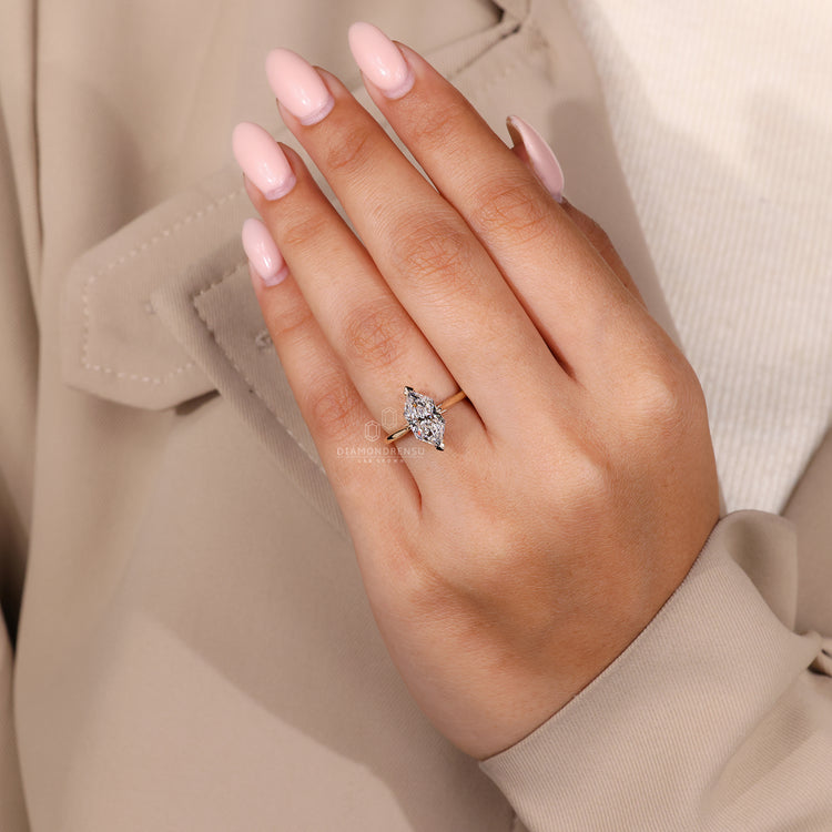 Dutch Marquise Lab-Grown Diamond Hidden Halo Solitaire Ring 1–3 CT