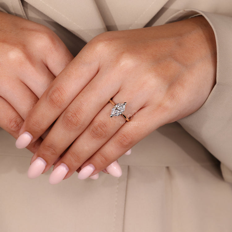 Dutch Marquise Lab-Grown Diamond Hidden Halo Solitaire Ring 1–3 CT