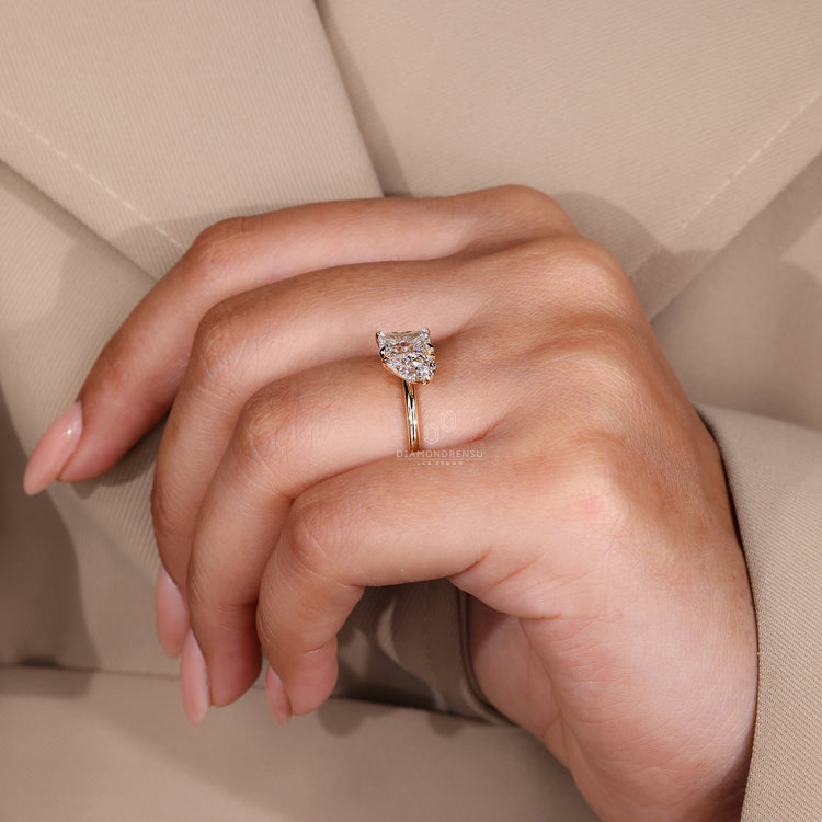 Customise ring with pear and radiant diamond ring.
