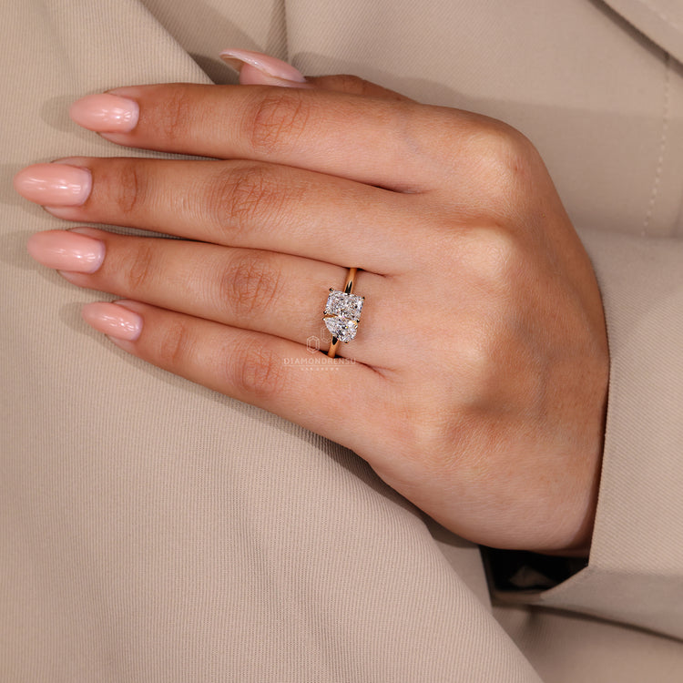 2 stone engagement ring fits yellow gold engagement ring.