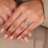 White gold engagement ring set with 4 claw prong setting.