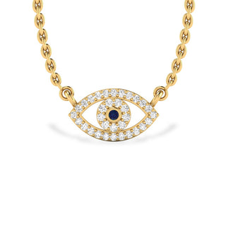 Evil Eye Lab-Grown Diamond + Solid Gold Pendant Necklace