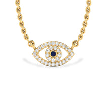 Evil Eye Lab-Grown Diamond + Solid Gold Pendant Necklace