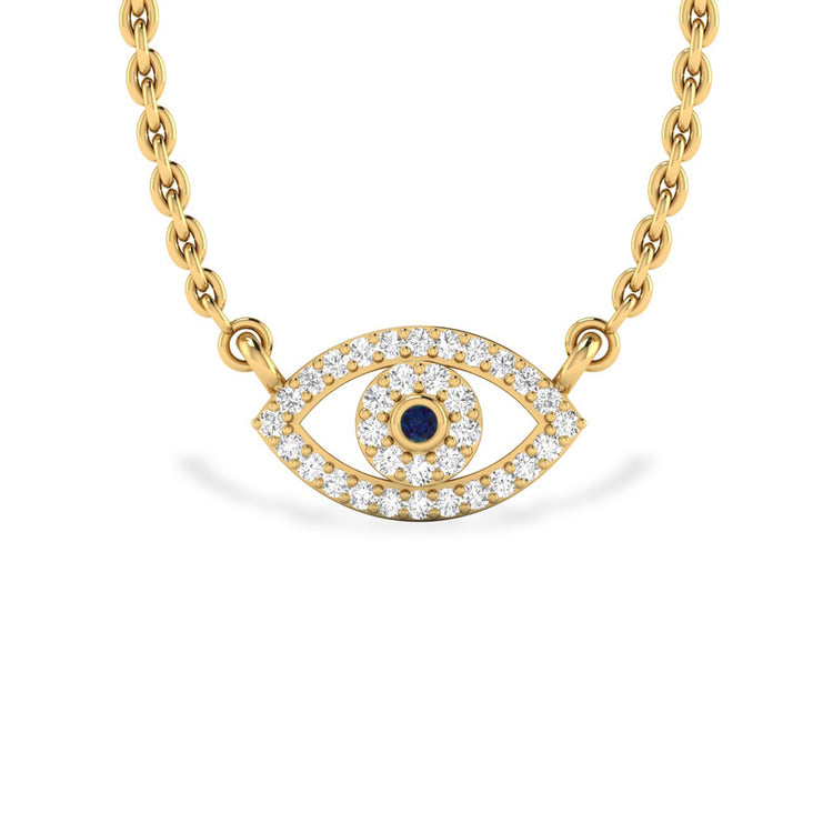 Evil Eye Lab-Grown Diamond + Solid Gold Pendant Necklace