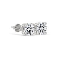 5 MM Round Moissanite Stud Earrings - Silver