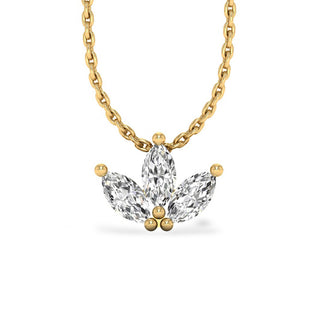 3 Petal Marquise Lab-Grown Diamond + Solid Gold Pendant Necklace