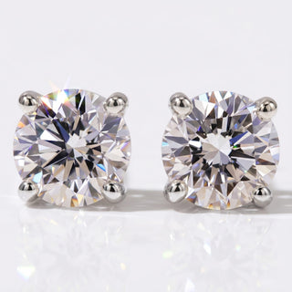 2 TCW Round Lab-Grown Diamond Stud Earrings - 18k White Gold