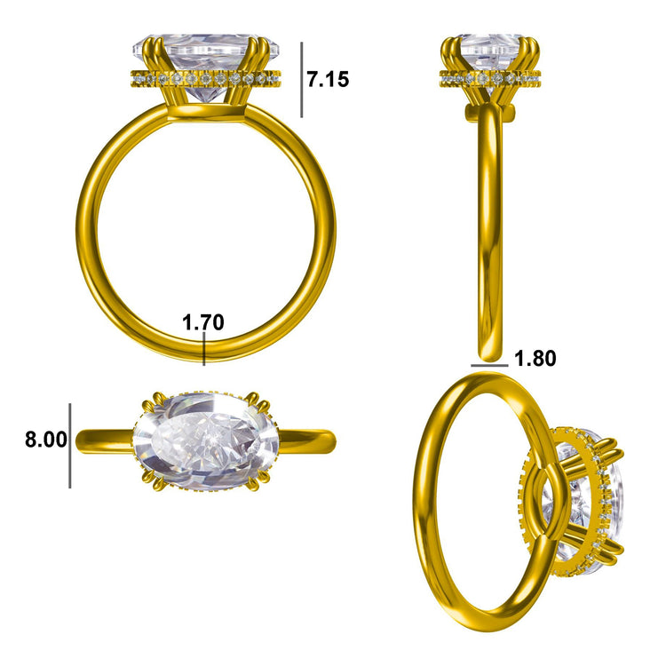 Oval Cut Lab-Grown Diamond East-West Hidden Halo Ring 3 CT