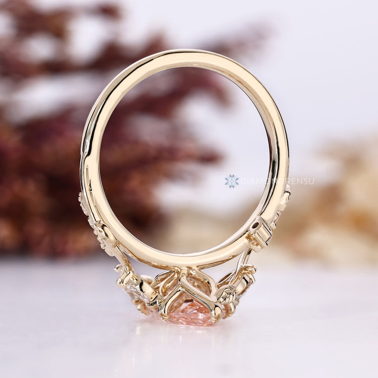 Handmade marquise ring with tulip basket setting.