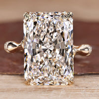 Radiant Cut Diamond Ring with distance pave diamonds.