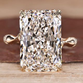 Radiant Cut Diamond Ring with distance pave diamonds.
