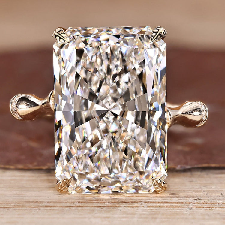 Radiant Cut Diamond Ring with distance pave diamonds.