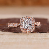 Princess Cut Diamond Ring with milgrain detailing.