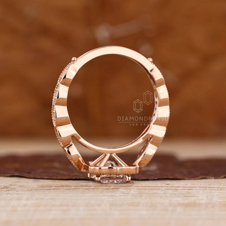 Princess Cut Diamond Ring refined cathedral setting.