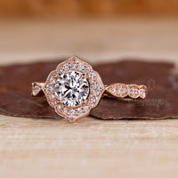 Round Cut Diamond Ring classic cathedral style.