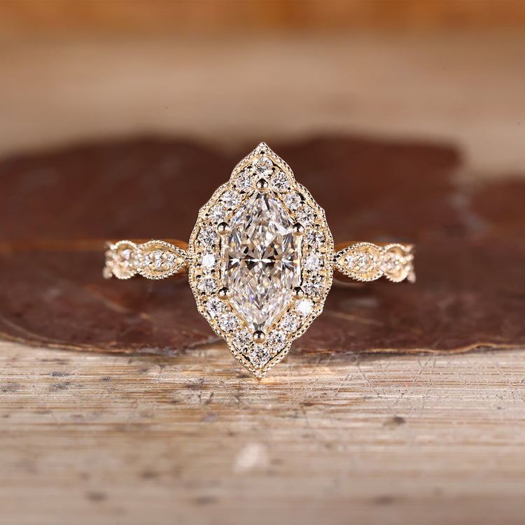 Vintage Dutch Marquise Diamond Ring with pave details.