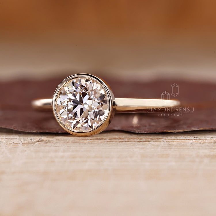Round Old European Cut Ring cathedral setting style.