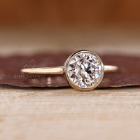 Round Old European Cut Ring elegant handmade design.