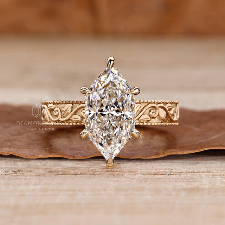Dutch marquise diamond ring hidden halo vintage style.