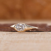 Cushion Old Mine Cut Ring with tapered shank.