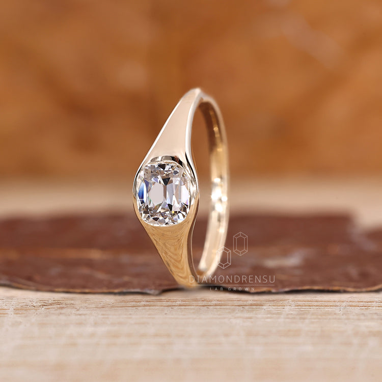 Handmade Cushion Old Mine Cut Ring elegant design.
