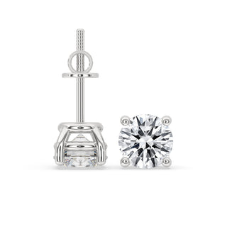 5 MM Round Moissanite Stud Earrings - Silver