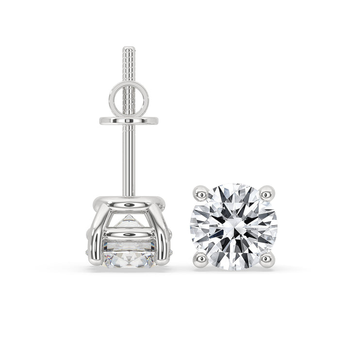 5 MM Round Moissanite Stud Earrings - Silver
