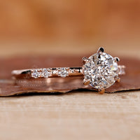 Pave ring setting with 6 prong claw setting.