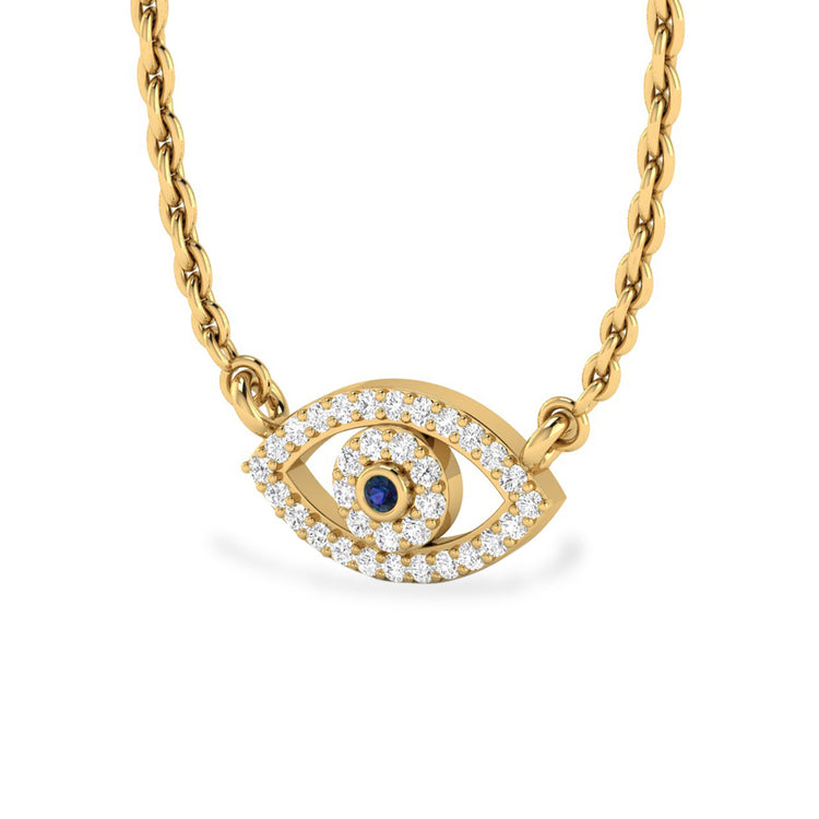 Evil Eye Lab-Grown Diamond + Solid Gold Pendant Necklace