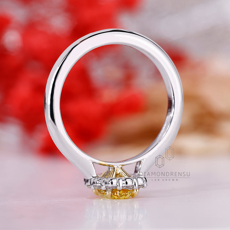 Unique canary yellow oval diamond ring.