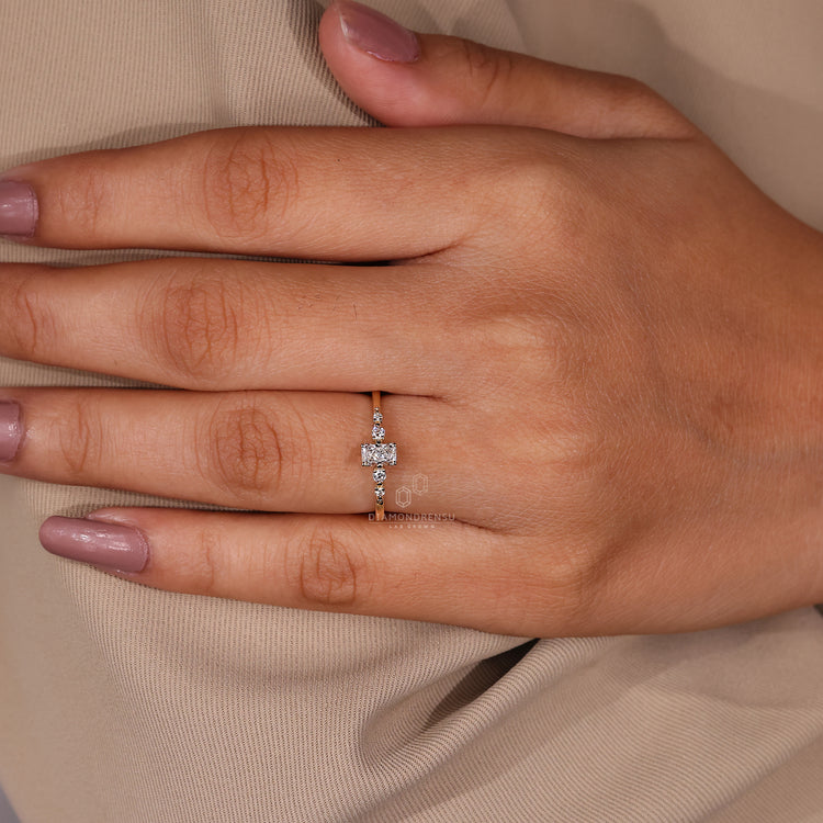 Designer radiant cut engagement ring style.