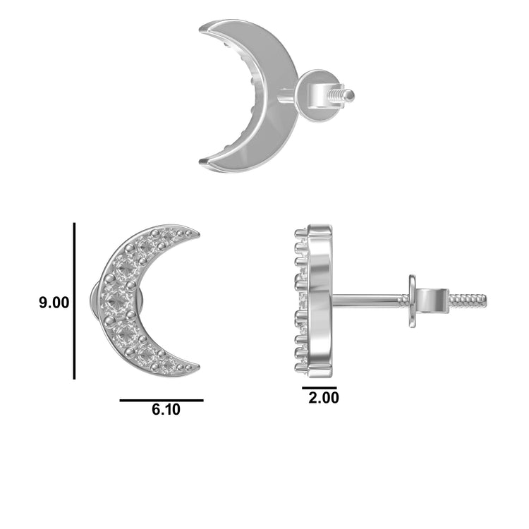 Crescent Moon Lab-Grown Diamond Stud + Solid Gold Earrings