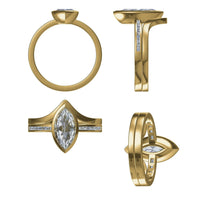 Elegant Marquise Bezel Engagement Ring – Pave Accents ENGAGEMENT RING ONLY