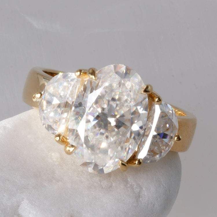 Oval Lab-Grown Diamond Half Moon Wide Band Ring 4.4 TCW
