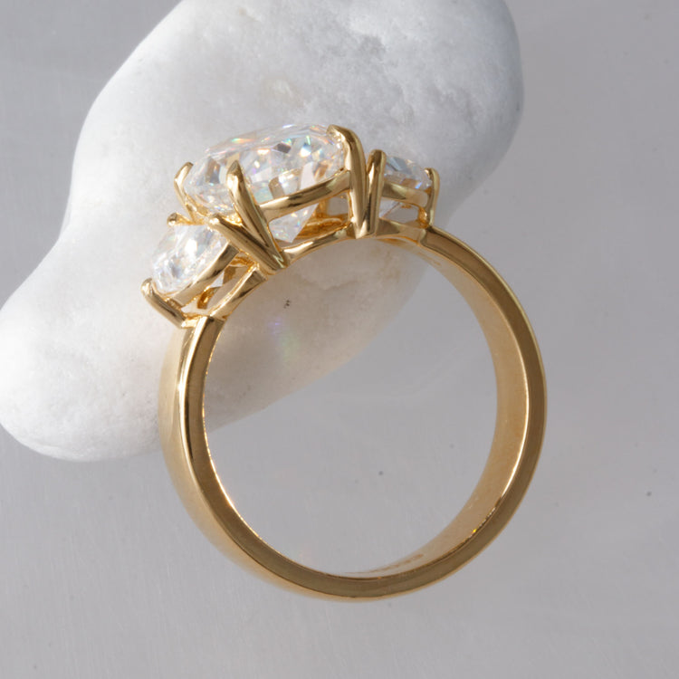 Oval Lab-Grown Diamond Half Moon Wide Band Ring 4.4 TCW
