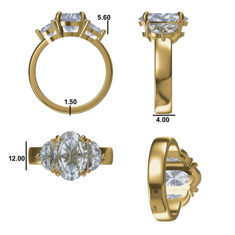 Oval Lab-Grown Diamond Half Moon Wide Band Ring 4.4 TCW