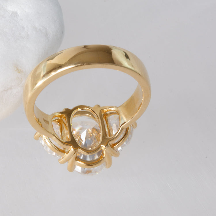 Oval Lab-Grown Diamond Half Moon Wide Band Ring 4.4 TCW