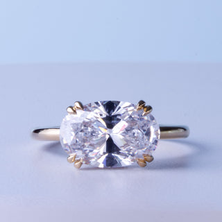 Oval Lab-Grown Diamond East-West Hidden Halo Ring 3 CT