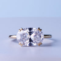 Oval Lab-Grown Diamond East-West Hidden Halo Ring 3 CT