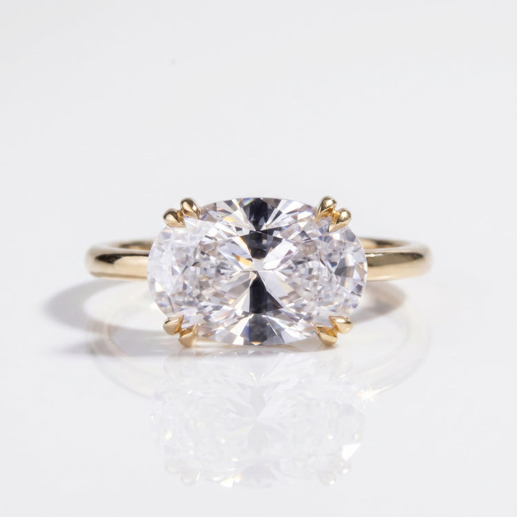Oval Cut Lab-Grown Diamond East-West Hidden Halo Ring 3 CT