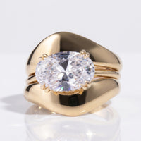 Oval Lab-Grown Diamond East to West Bold Domed Three-Piece Ring 3 CT - Set
