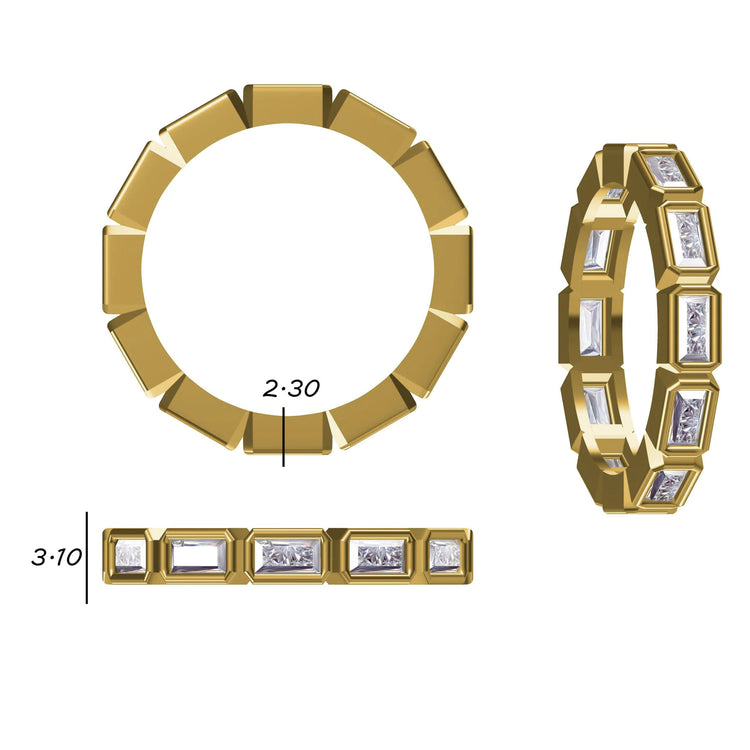 Baguette Cut Lab-Grown Diamond Chunky Bezel Wedding Band 1.3 TCW