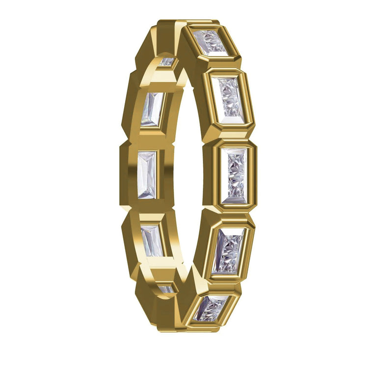 Baguette Cut Lab-Grown Diamond Chunky Bezel Wedding Band 1.3 TCW