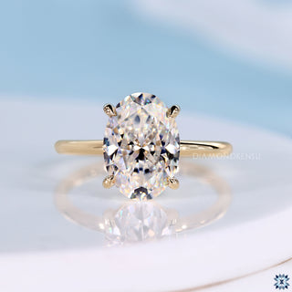 Oval Cut Moissanite Solitaire 3.8CT - 18K Yellow Gold - Size N.5