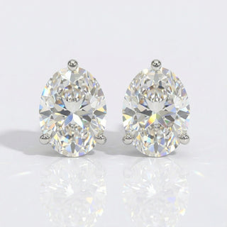4 TCW Oval Cut Martini Prong Moissanite Stud Earrings - 14k White Gold
