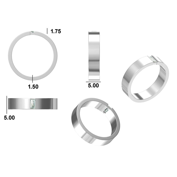 Baguette Lab-Grown Diamond Men's 5mm Wedding Band - Platinum - Size S