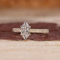 Lab grown Dutch marquise diamond ring art deco.