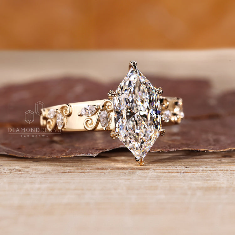 Lab grown diamond Dutch marquise ring.