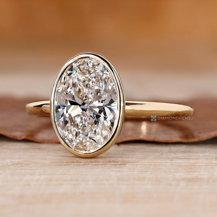 IGI-certified oval-cut lab-grown diamond ring.
